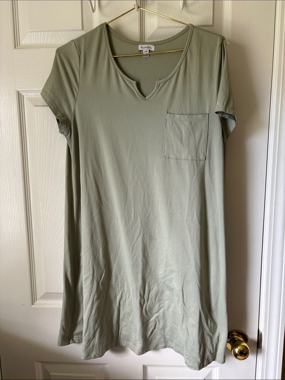 Light Sage Green T-Shirt Dress Size Medium | Soft Stretch Casual Dress | Pocket